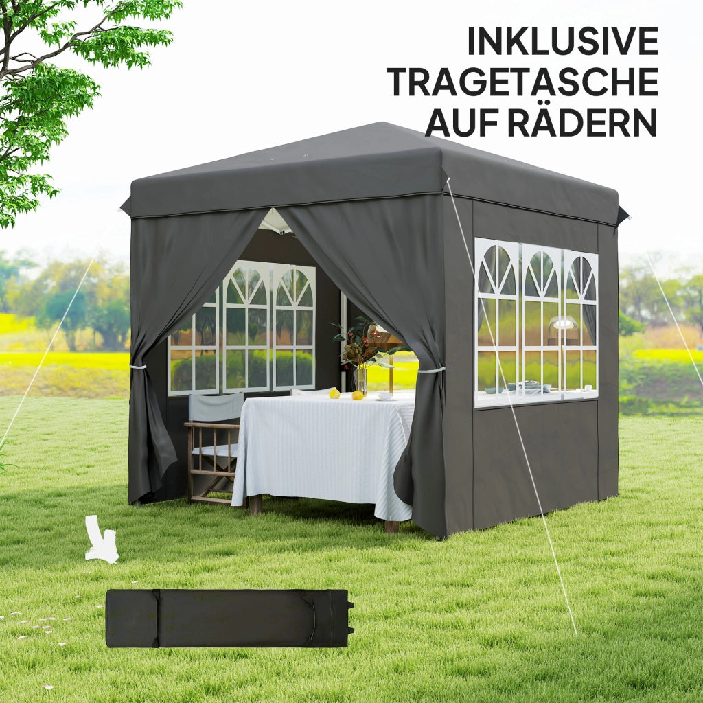 Pavilion da giardino pop-up 2.5x2.5m con pareti e borsa ¨C zephmum ¨C grigio scuro