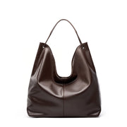 Borsa a mano da donna in vera pelle, marrone.