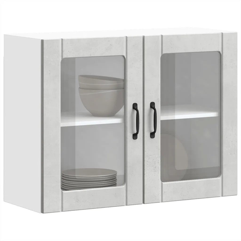 Pensile da Cucina con Porta in Vetro Lucca Grigio Cemento