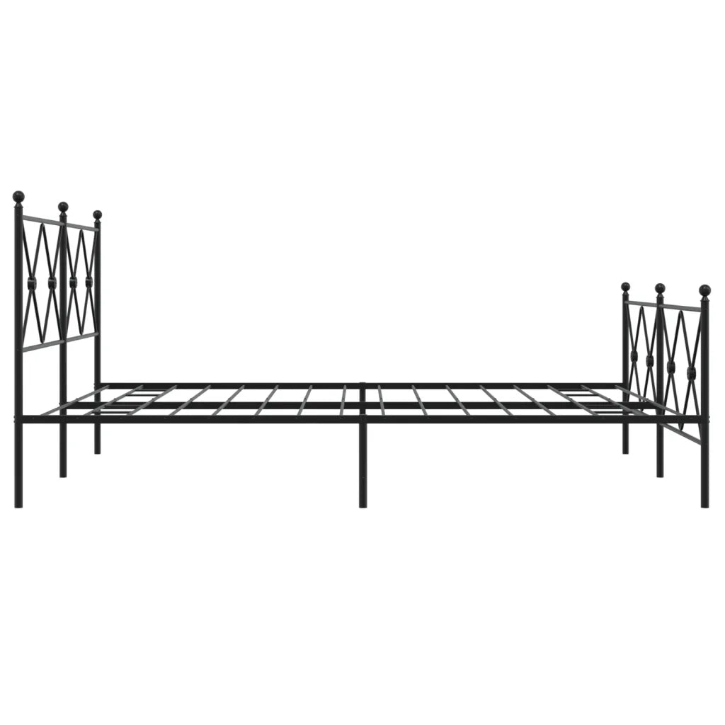 Giroletto con Testiera e Pediera Metallo Nero 150x200 cm 376522