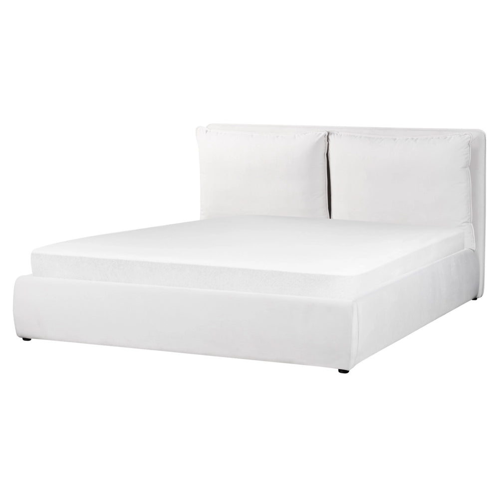 Letto matrimoniale colore bianco crema con vano contenitore 160 x 200 cm camera da letto moderna