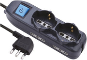 Multipresa 16A+Int 2 Pt Univ+4Pt Biv Nera Mt 1,5 - Electraline
