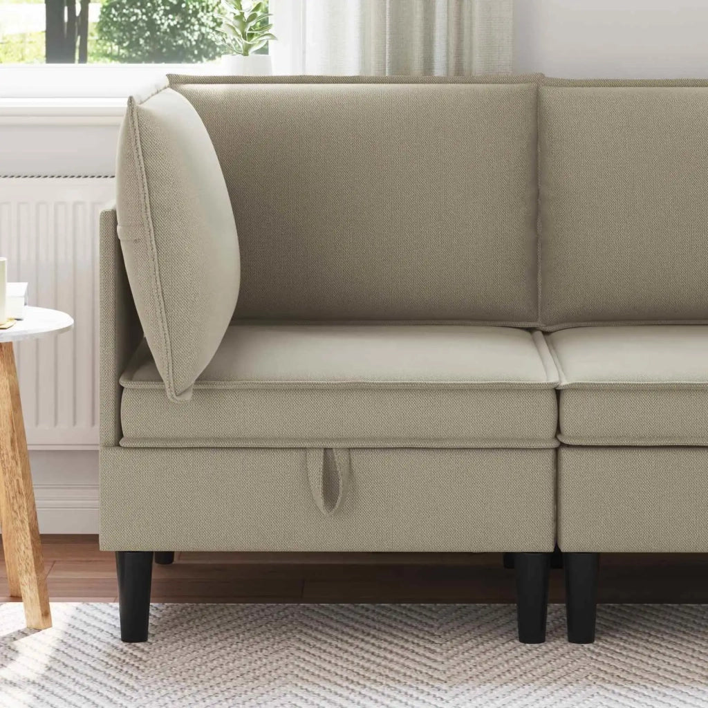 Divano Angolare con Storage Sabbia Velluto 42027089