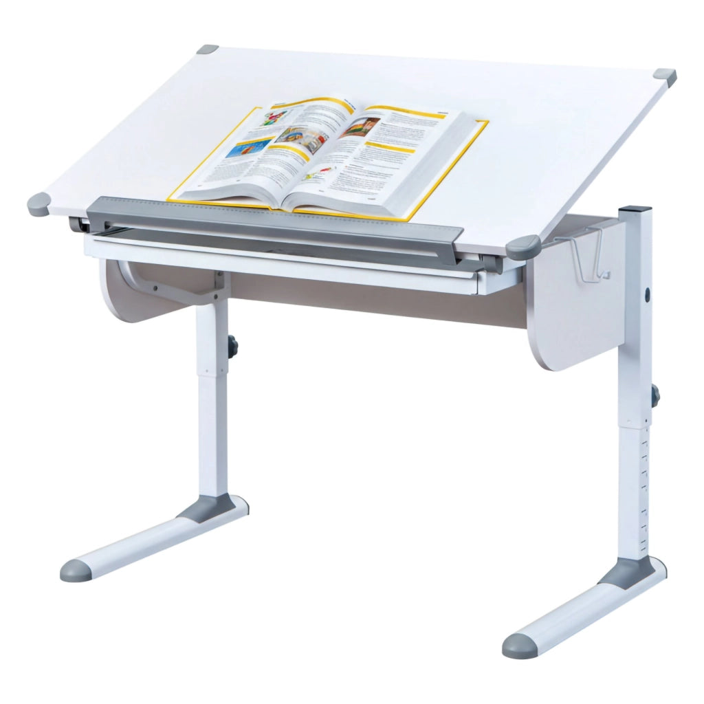 Cardeto, Scrivania Materiale Piano in Metallo, 110x55x68h cm Bianco Bianco