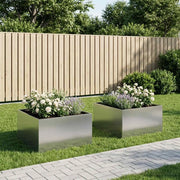 Vaso da giardino 2 pz Argento 100 x 100 x 40 cm Acciaio zincato 8005131