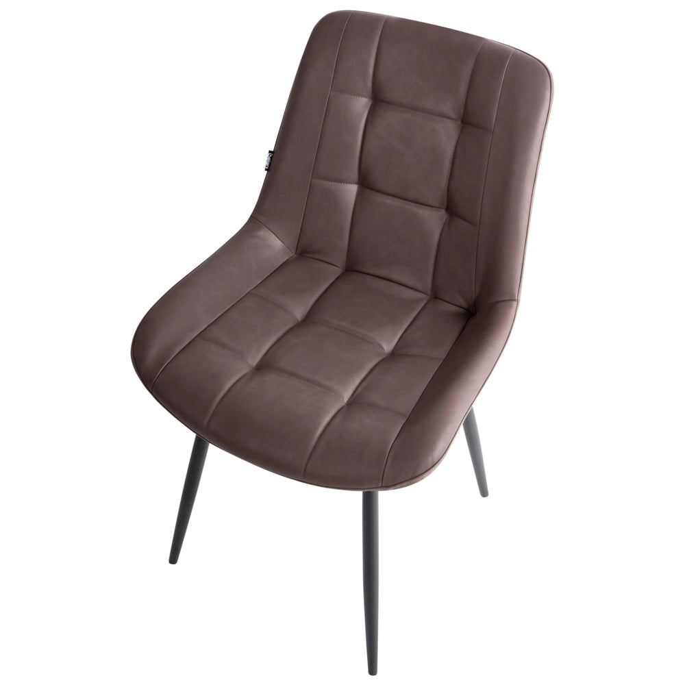 Set di 2 sedie da pranzo in ecopelle marrone scuro gambe in ferro Nero sedie moderne imbottite