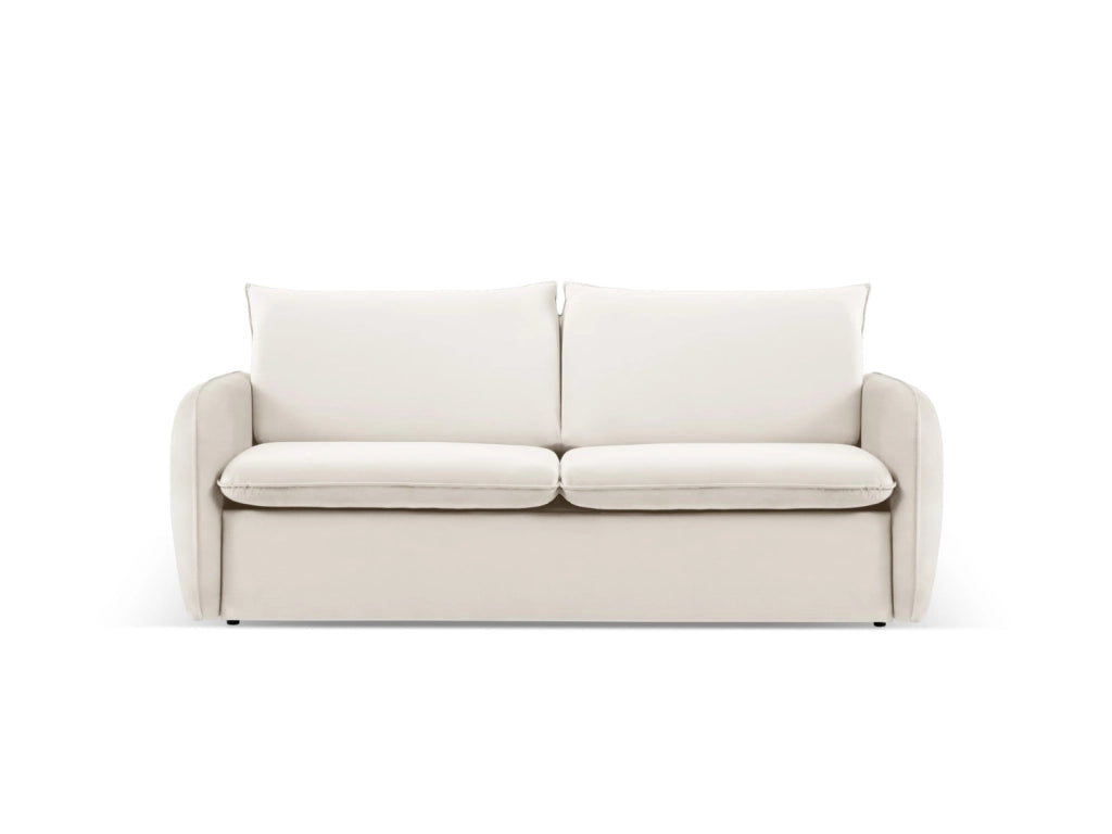 Cosmopolitan Design - Divano convertibile "Vienna" 3 posti in velluto beige chiaro 