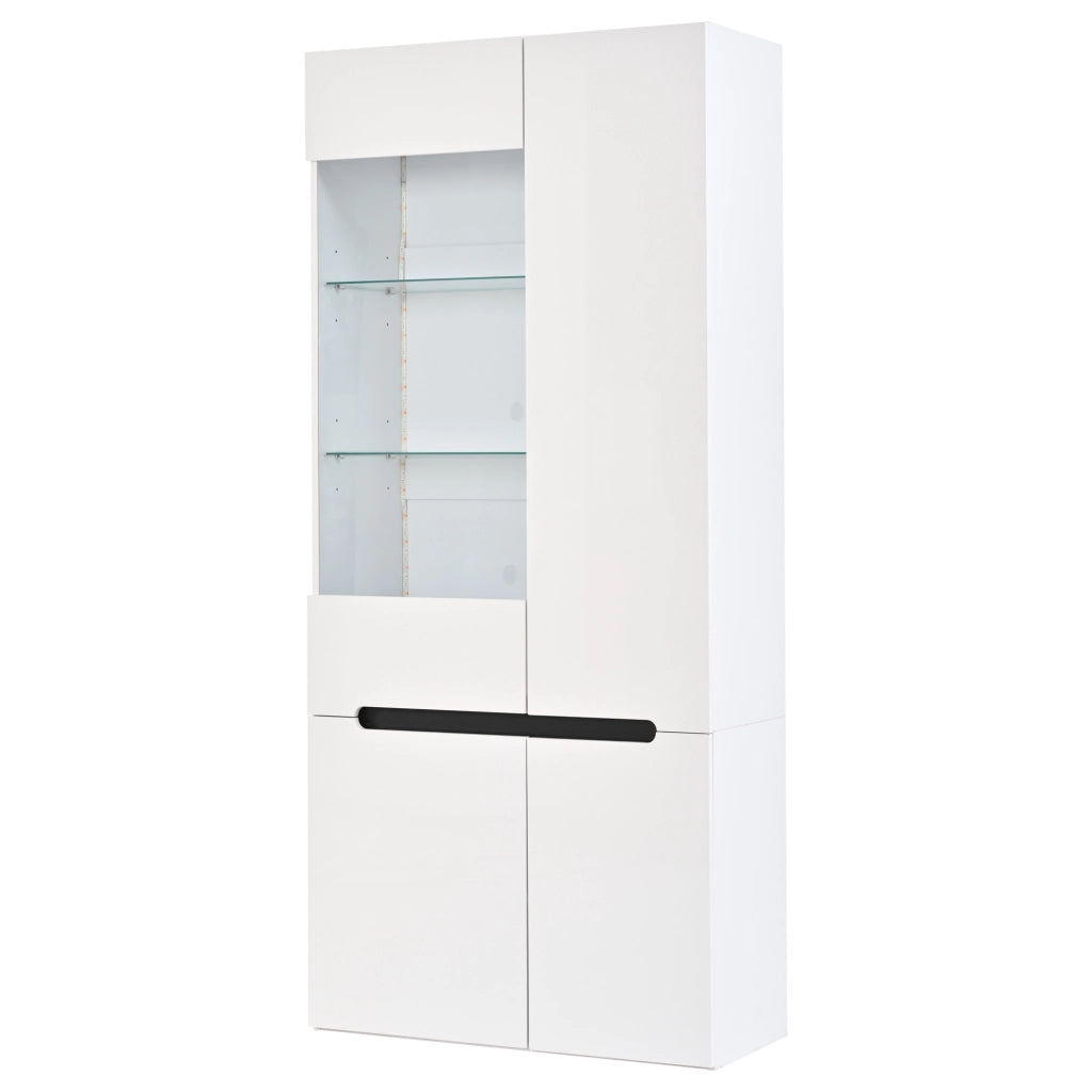 Vetrina 80x35x180 cm con LED Bluetooth in MDF bianca