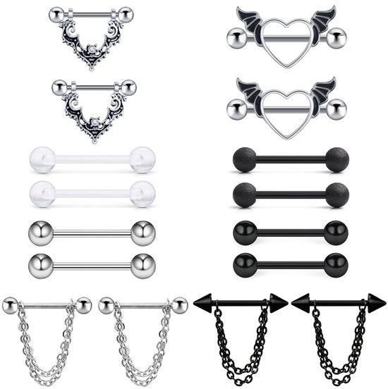 Piercing a 8 pezzi - Acciaio Inossidabile - Design Elegante - Comfortevole - Senza Deformazione - Adatto a Tutti gli Età - Piercing