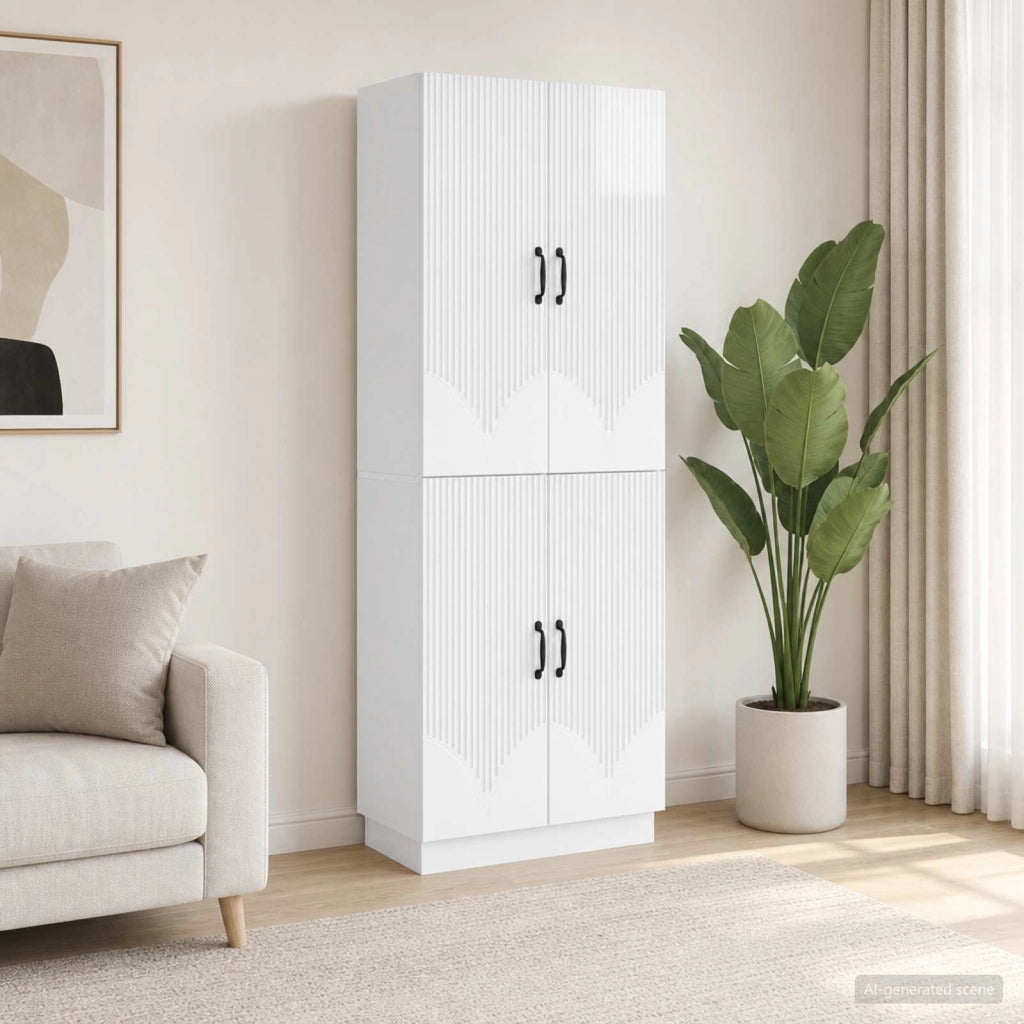 Set di armadi 2 pz Bianco Lucido Legno ingegnerizzato 3416785