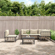 Set Divani da Giardino 6 pz con Cuscini Antracite in Polyrattan 3186764