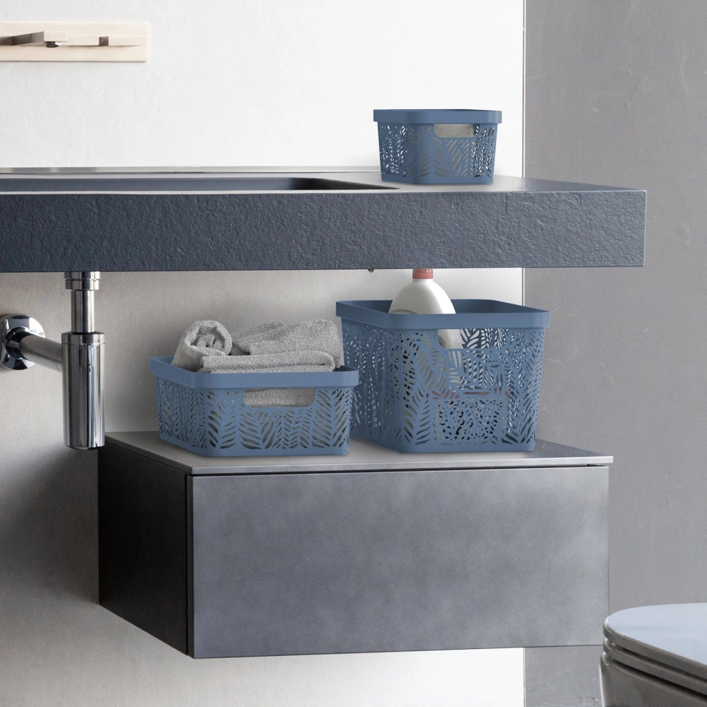 CESTA JUNGLE "S" 25,4X17,3XH12,5CM BLU CERULEO.