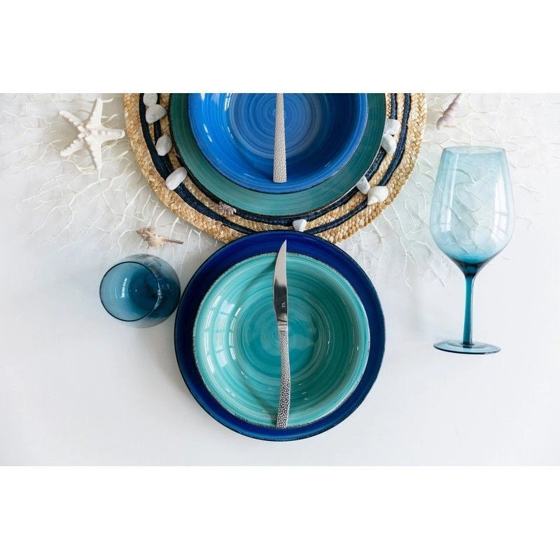Villa d'Este Home Tivoli Baita Acqua Servizio Piatti 18 Pezzi Hard Dolomite colore Multicolor
