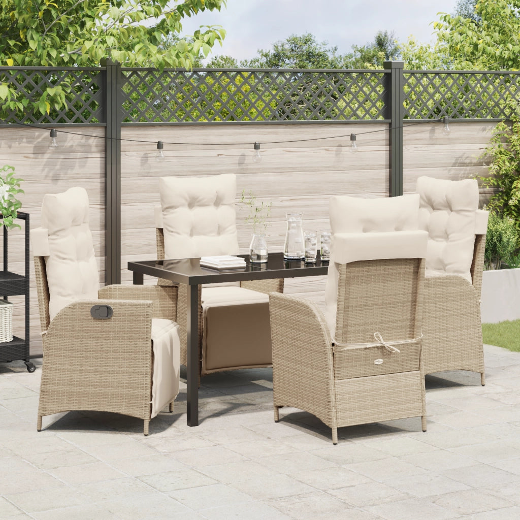 Set da Pranzo Giardino 5 Pezzi Beige Rattan PE