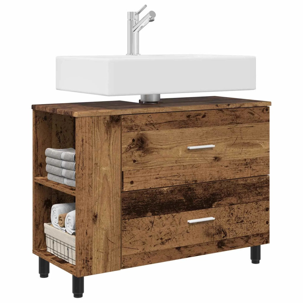 Mobiletto da bagno Legno antico 80 x 35 x 60 cm