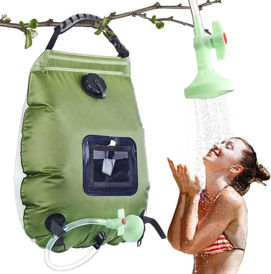 Doccia solare da campeggio - Doccia portatile - 20 L - Ripiegabile - Con testa doccia e tubi - Adatto per escursioni all'aperto, arrampicata, campeggio