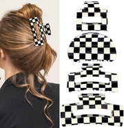 Set di clip capelli - 4 pezzi - adatti per capelli spessi, fini, ricci, diritti e lunghi - clip capelli antiscivolo - clip capelli quadrati neri e bianchi semplici - accessori capelli per donne