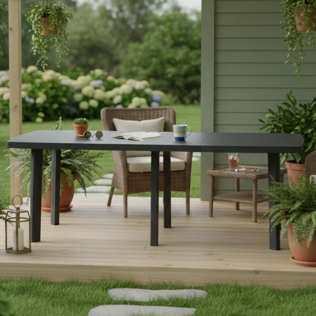 Crossley, Tavolo da Esterno 10 Posti Made in Italy, 216x90x72h cm Nero Antracite