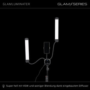 GlamSeries GlamLuminater Luce LED, lampada con 2 bracci flessibili, temperatura di colore regolabile in continuo, lampada con telecomando, illuminazione per make-up artist