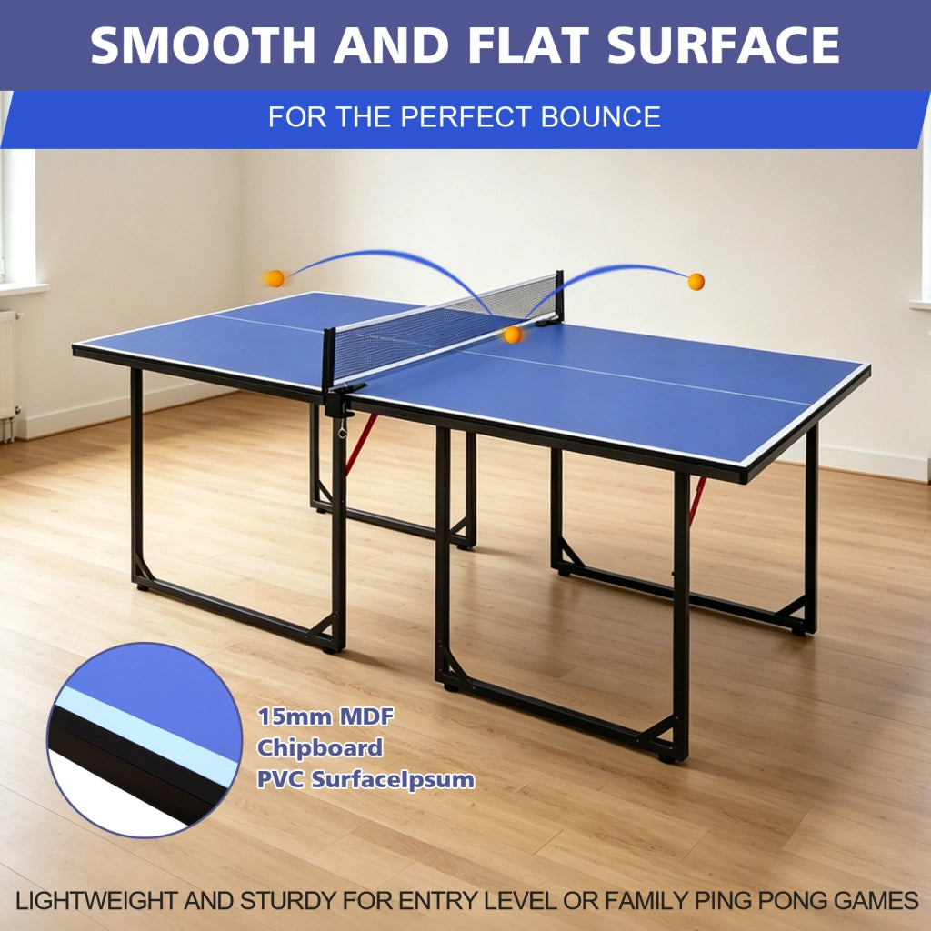 TAVOLO DA PING PONG PIEGHEVOLE 182x91x76,2 cm MDF Nero/Blu Set completo