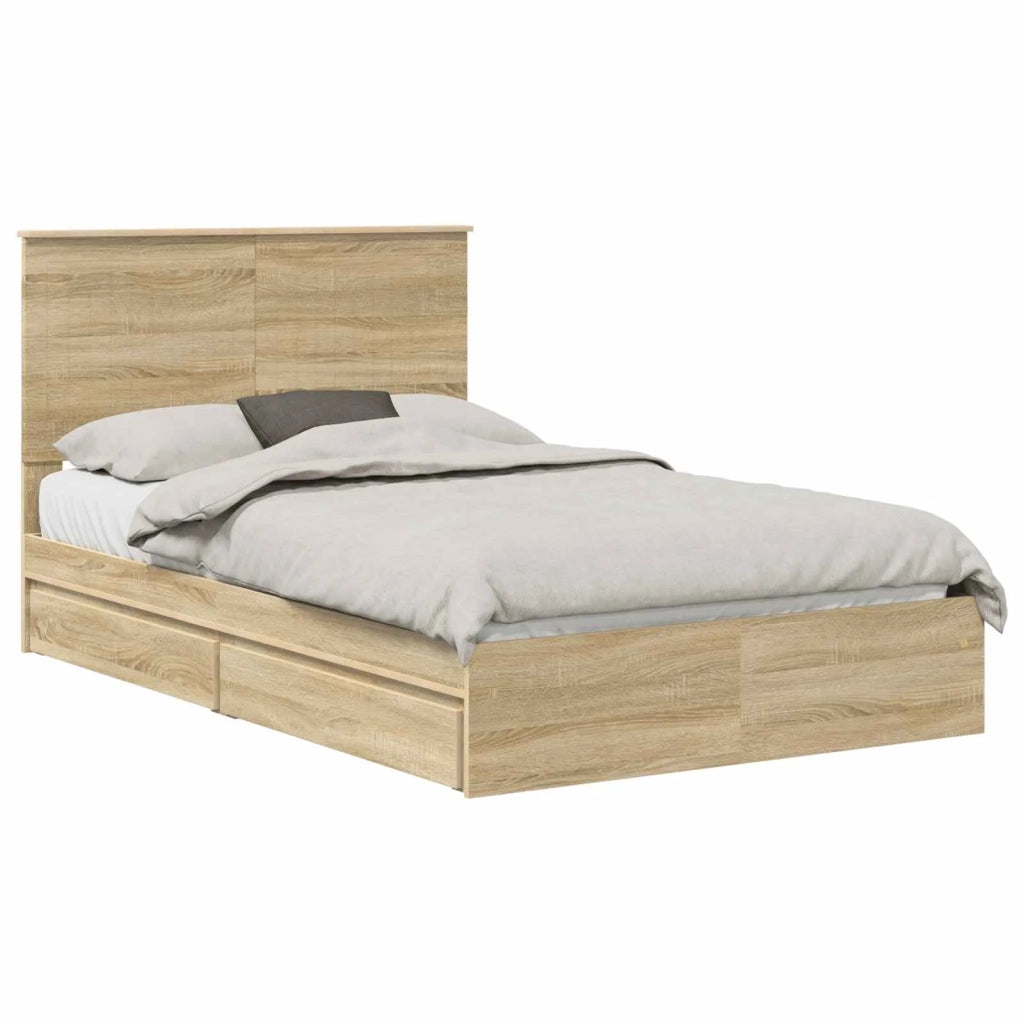 Letto con Contenitore con testiera Rovere Sonoma 120 x 200 cm