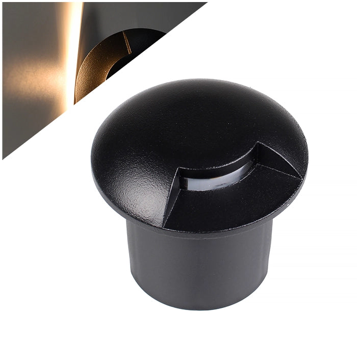FARETTO LED SEGNAPASSO DA ESTERNO IP67 1W LUCE CALDA 3000K - CALPESTABILE TONDO IN ALLUMINIO NERO ILLUMINAZIONE MONODIREZIONALE