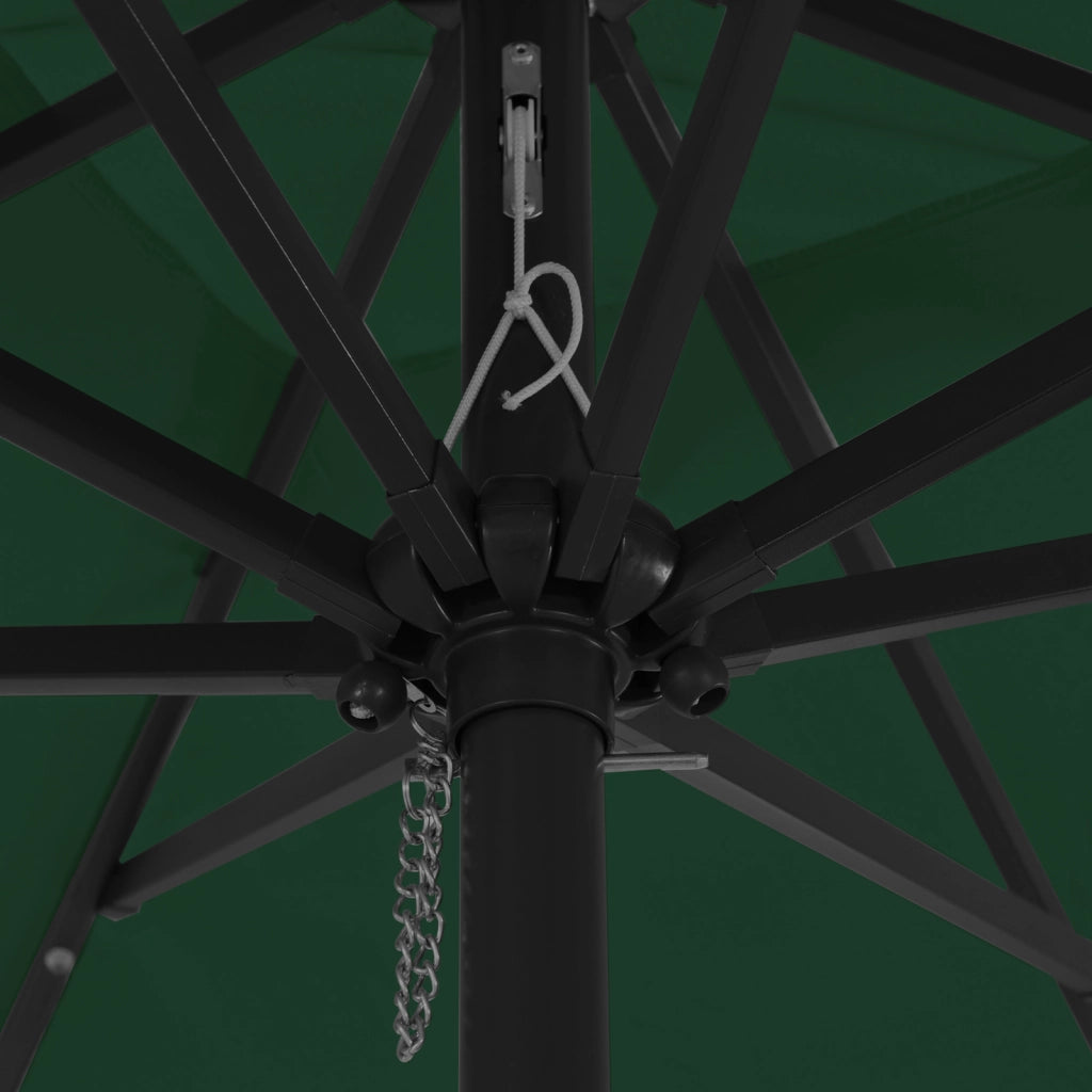 Parasol da giardino quadrato con luci LED 295x245 cm Verde
