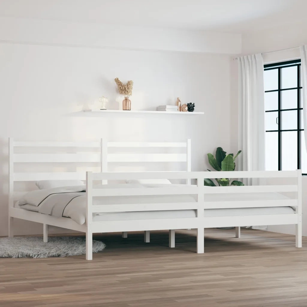 Giroletto-Struttura Letto in Legno Massello di Pino 200x200 cm Bianco 729933