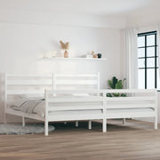 Giroletto-Struttura Letto in Legno Massello di Pino 200x200 cm Bianco 729933