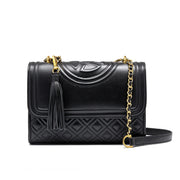 Borsa a mano media da donna in vera pelle, nera.