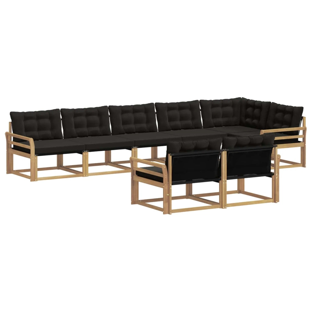 Set di divani da esterno con cuscino 8 pcs Bianco e Nero