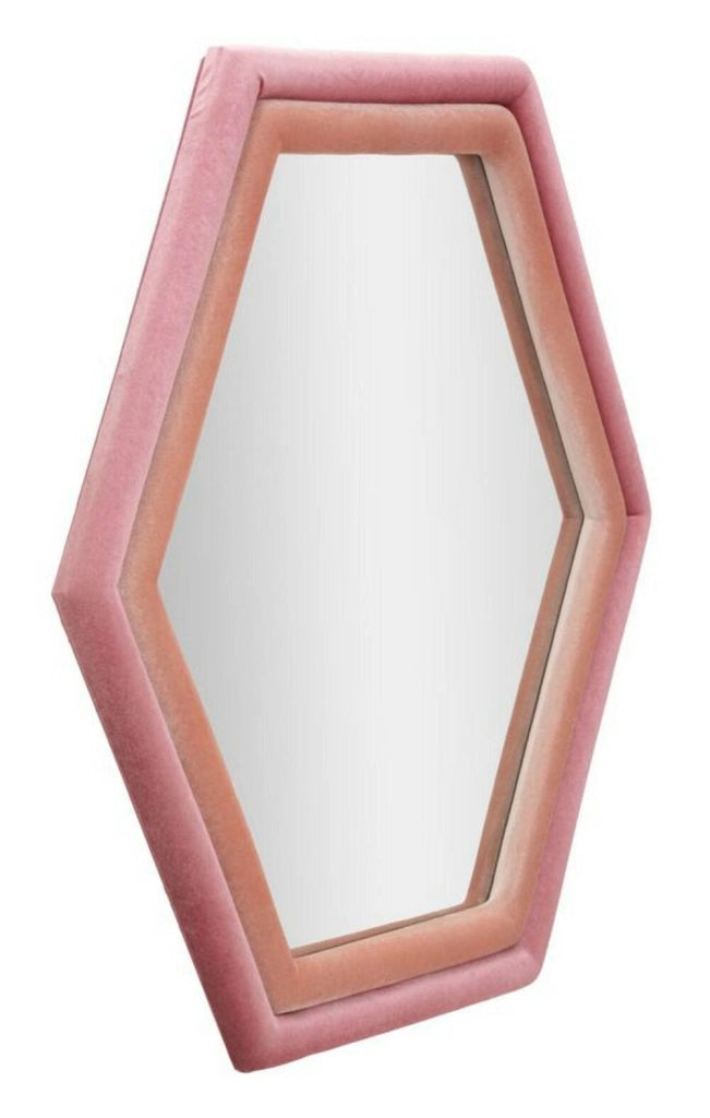 Specchio Balla, Specchiera, Articolo d'arredo a muro, Decorazione con specchio, 75x4 h80 cm, Rosa