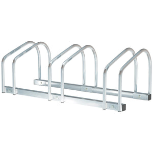 Rastrelliera Porta Biciclette 3 Posti 76x33x27 cm in Acciaio Argento