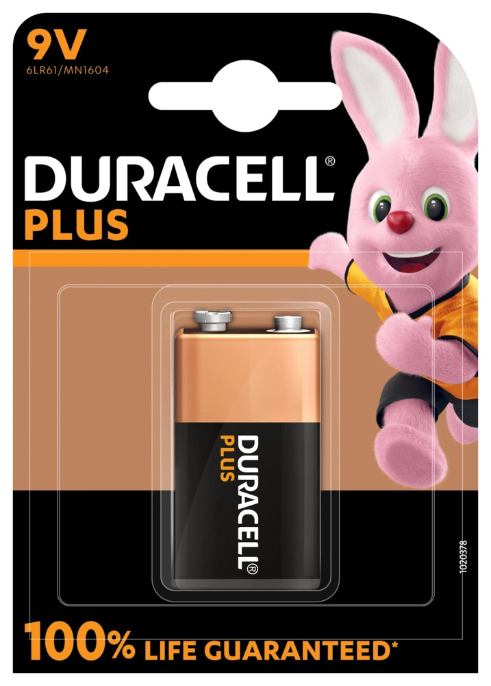Blister 1 batteria 9V DURACELL plus alcalina 6LR61