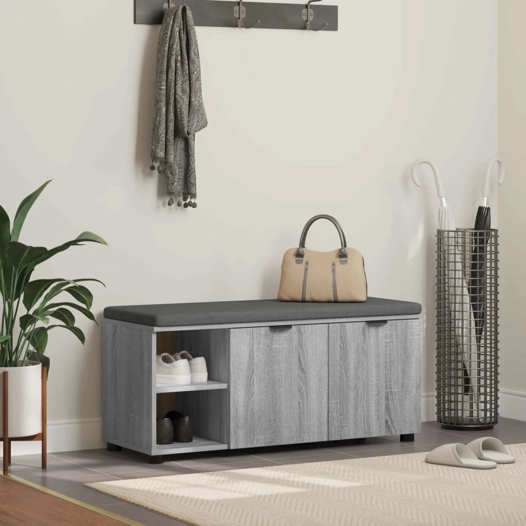 Panca per ingresso con cuscino Sonoma grigia 100 x 38 x 46 cm