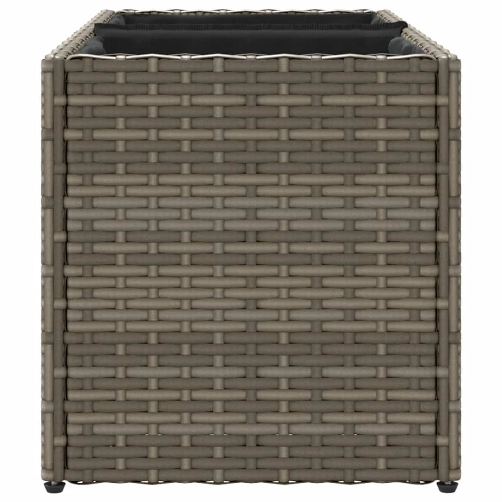 Fioriera rialzata per piante fiori terrazza giardino con 2 vasi 72 x 30 x 32 cm resina intrecciata grigia 02_0038080