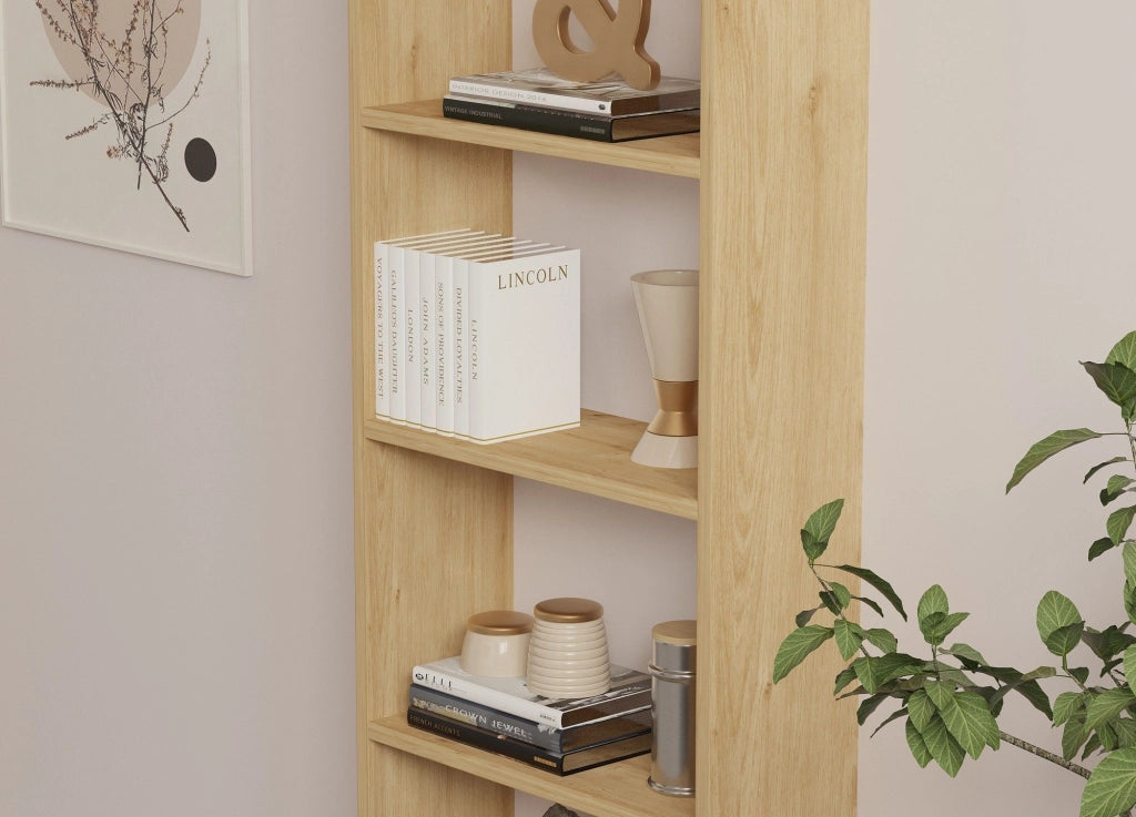 Biblioteca Paupisi, Libreria 5 Ripiani, 50x20x160h cm Marrone Rovere