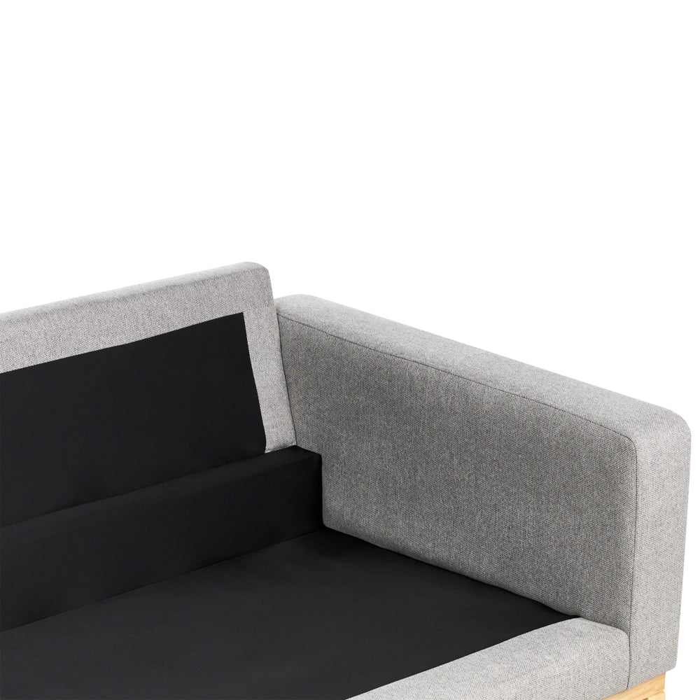 Divano 3 posti in tessuto grigio con gambe in legno chiaro soggiorno stile moderno