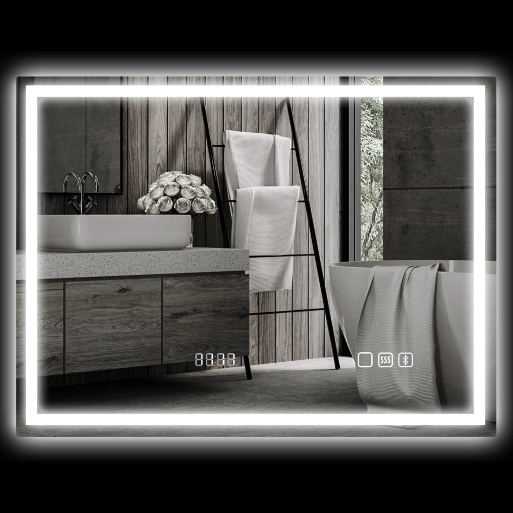 Specchio Bagno LED Bluetooth 60x80cm ¨C Xylo ¨C Antiappannamento Luce Regolabile Touch Argento