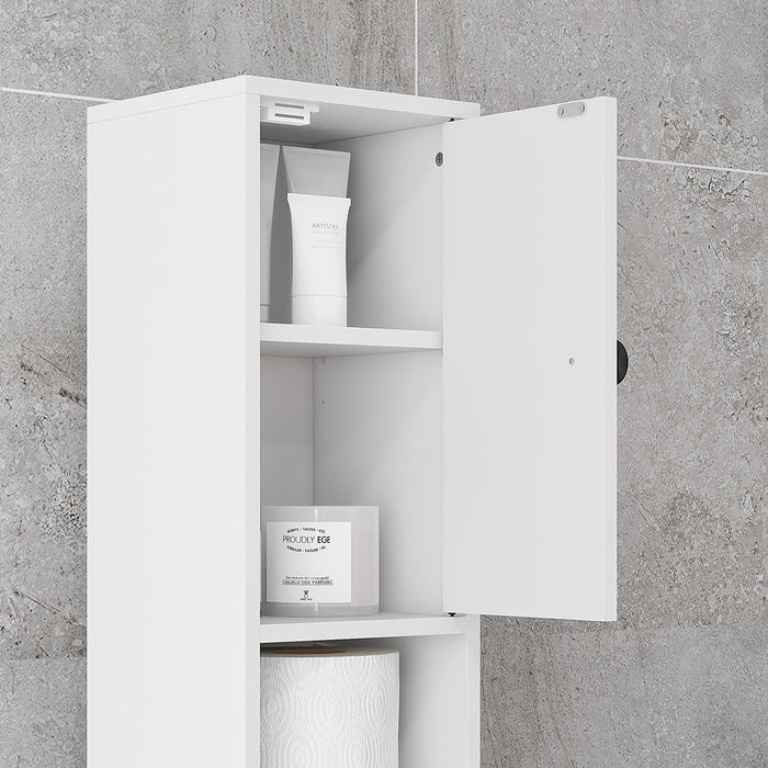 Mobile a Colonna Bagno 20x20x180 cm Design Slim in Legno Bianco