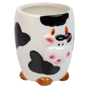 Portapenne mucca in ceramica nera d7,5x10h