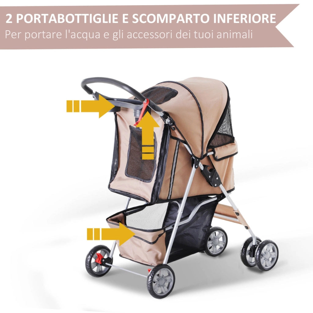 Passeggino per Cani Pieghevole Caffè 75x45x97 cm