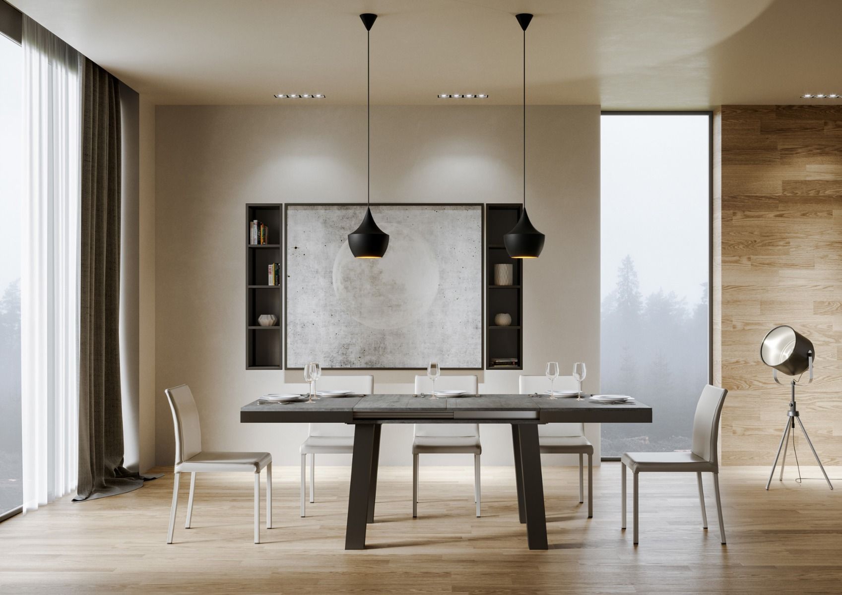 Tavolo Allungabile 120-380x90x77 cm Bridge Evolution Cemento