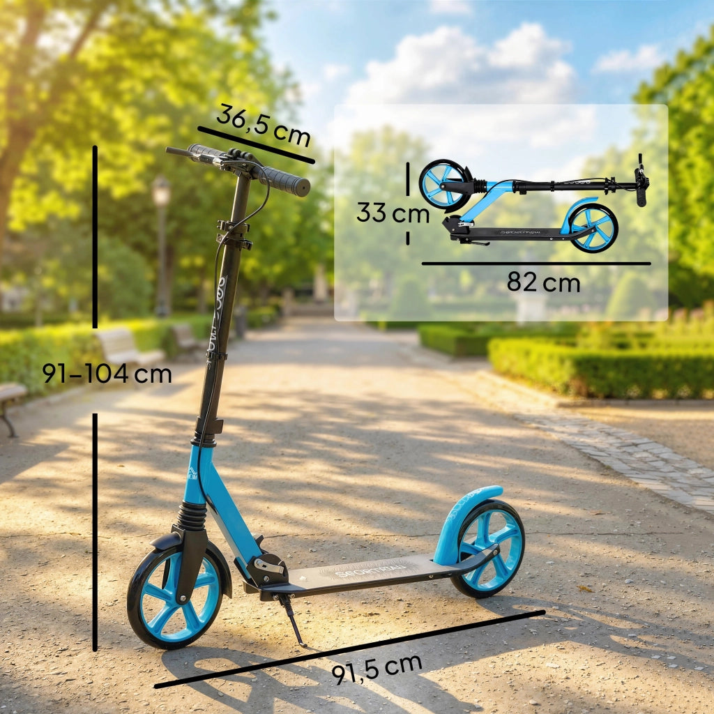 Scooter Pieghevole per Adulti e Bambini ¨C zephmum ¨C Blu 91,5x36,5x91-104 cm