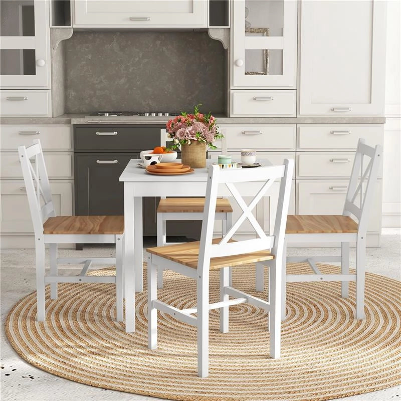 SET 4 SEDIE PER CUCINA E SOGGIORNO CON SCHIENALE A CROCE, IN LEGNO DI PINO, 41X46.5X86 CM