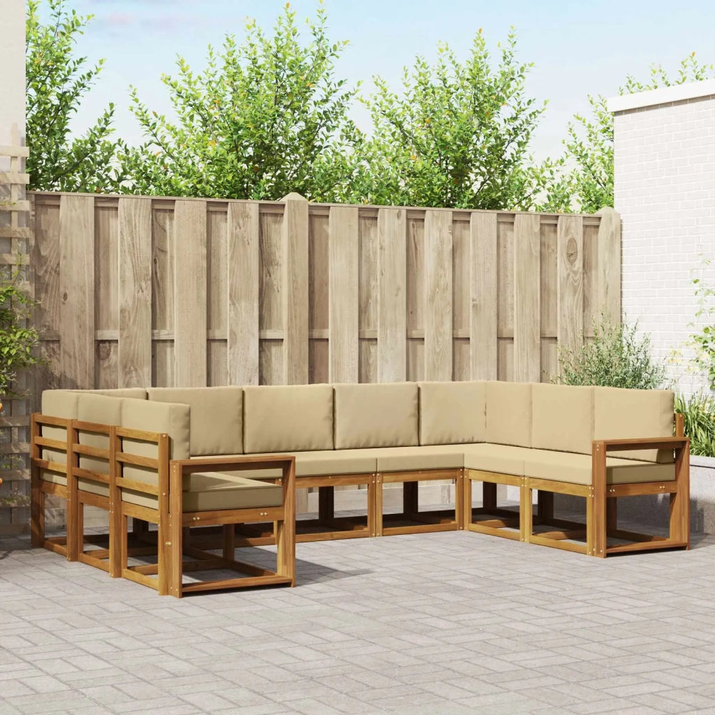Set di divani da esterno con cuscino 9 pcs Naturale e Beige 3366991