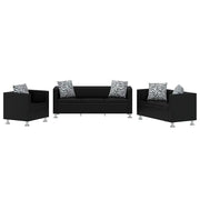 Set Divani a 3 e a 2 Posti e Poltrona in Similpelle Nero  cod mxl 19681