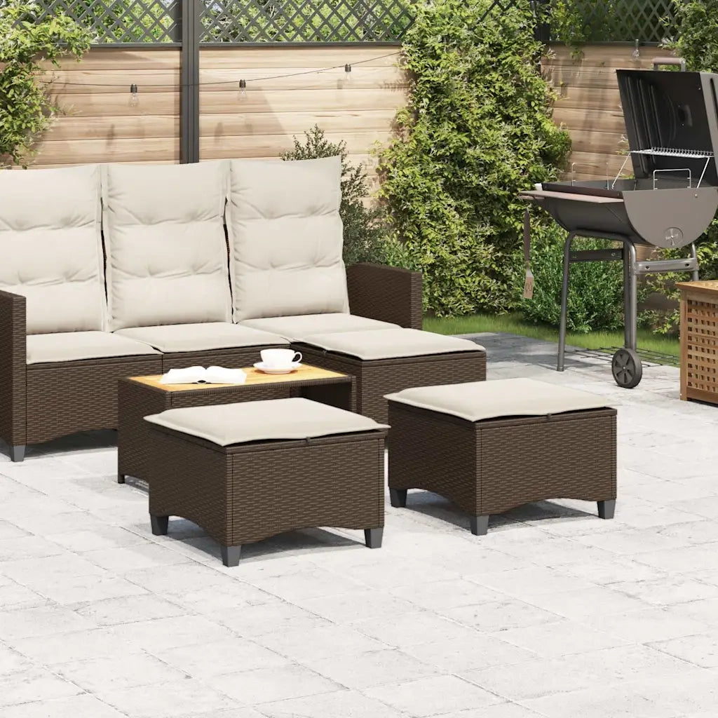 vidaXL Sgabelli Giardino con Cuscini 2pz Marrone 55x55x36cm Polyrattan