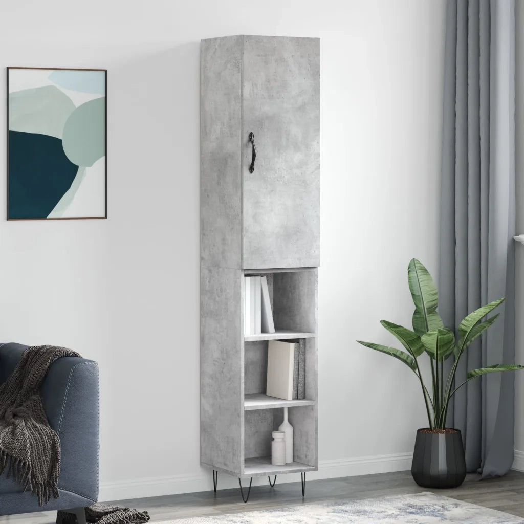 Credenza | Madia | Buffet da pranzo | Armadio da pranzo Grigio Cemento 34,5x34x180 cm in Legno Multistrato