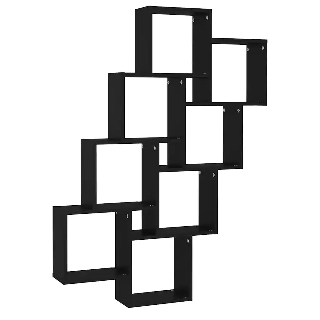 Mensola Parete a Cubo Nera 90x15x119 cm in Legno Multistrato 807179